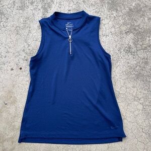 Nike Womens Blue Half Zip Dry Fairway Sleeveless Polo Standard Fit Top Sz Small